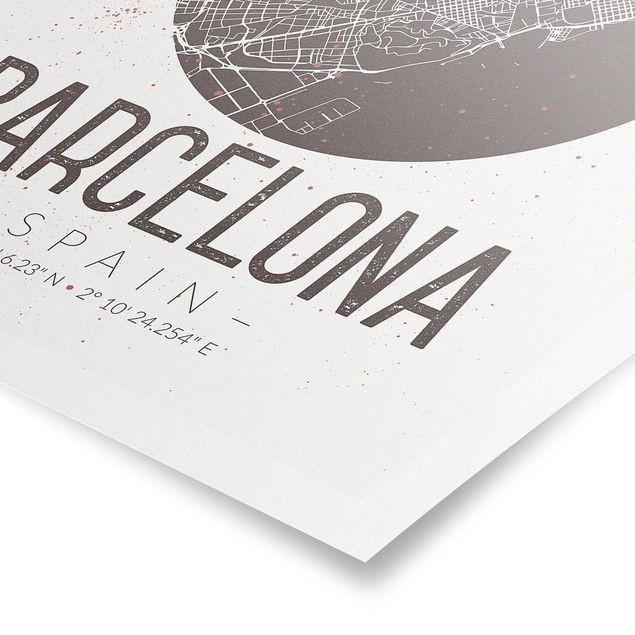Tavlor brun Barcelona City Map - Retro