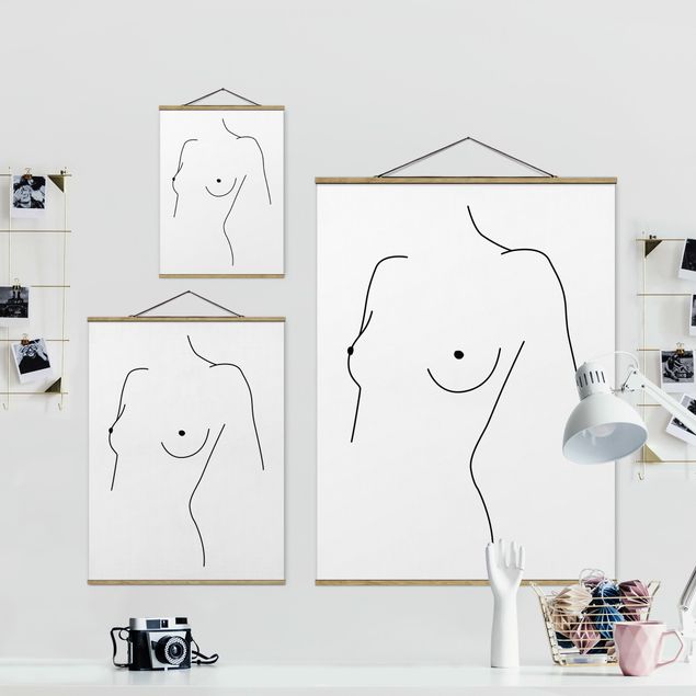 Tavlor svart och vitt Line Art Nude Bust Woman Black And White