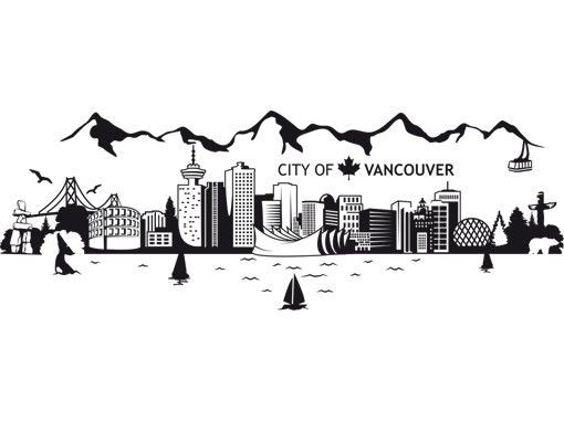Wallstickers namn på städer No.JS3 Vancouver Skyline