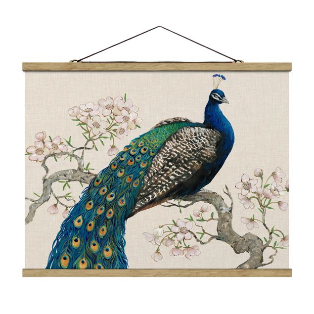 Tavlor retro Vintage Peacock With Cherry Blossoms