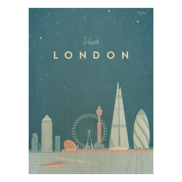 Trätavlor vintage Travel Poster - London