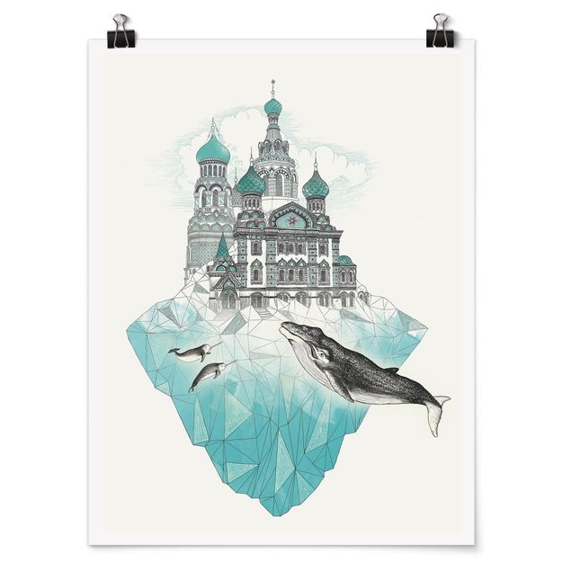 Posters konstutskrifter Illustration Church With Domes And Wal