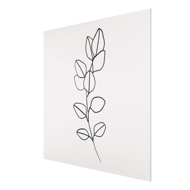 Tavlor blommor Line Art Branch Leaves Black And White