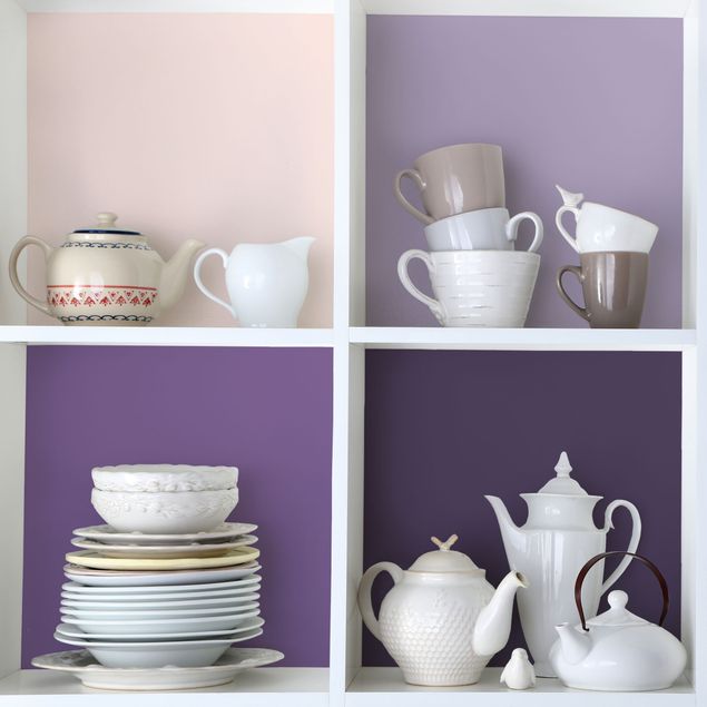 Möbelfolier sidobord 3 Violet Squares Flower Colours & Light Contrast Colours