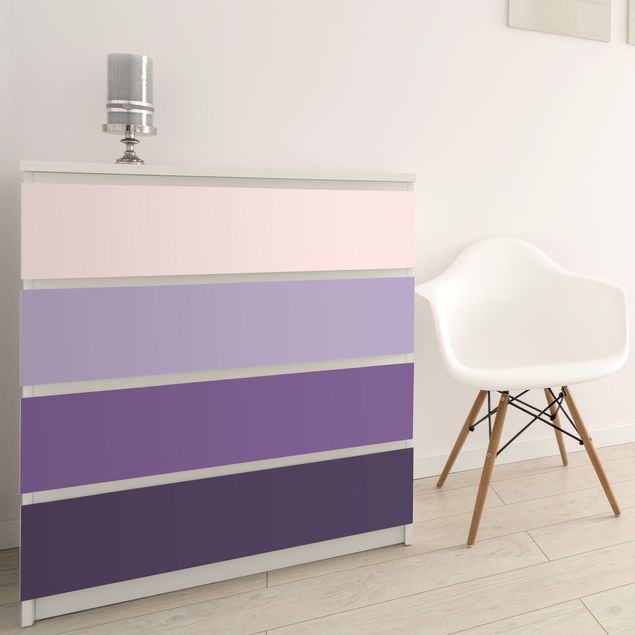 Möbelfolier matt 3 Violet Stripes Flower Colours & Light Contrast Colours