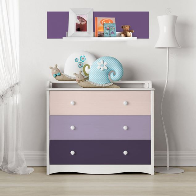 Möbelfolier skåp 3 Violet Stripes Flower Colours & Light Contrast Colours