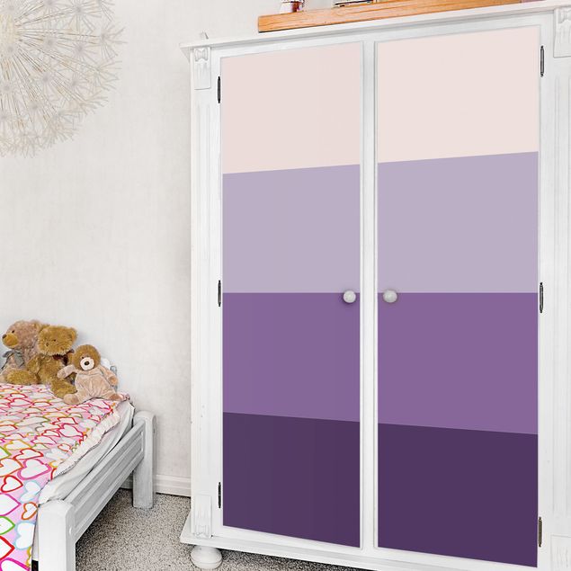 Möbelfolier sidobord 3 Violet Stripes Flower Colours & Light Contrast Colours