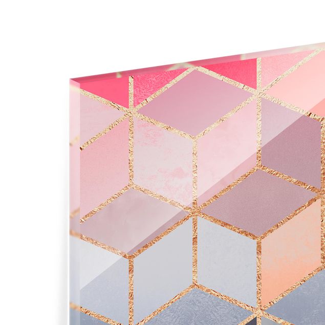 Spritzschutz Glas - Buntes Pastell goldene Geometrie - Panorama - 5:2