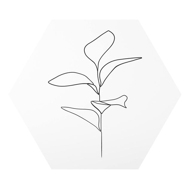 Tavlor konstutskrifter Line Art Plant Leaves Black And White