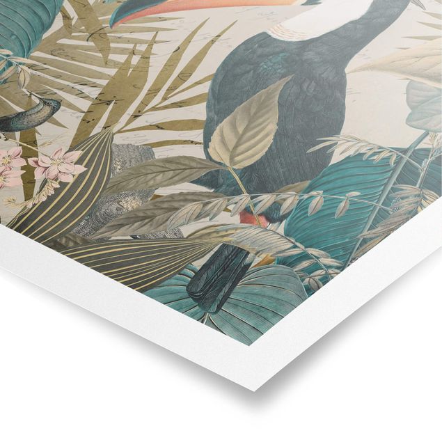 Posters konstutskrifter Vintage Collage - Toucan In The Jungle