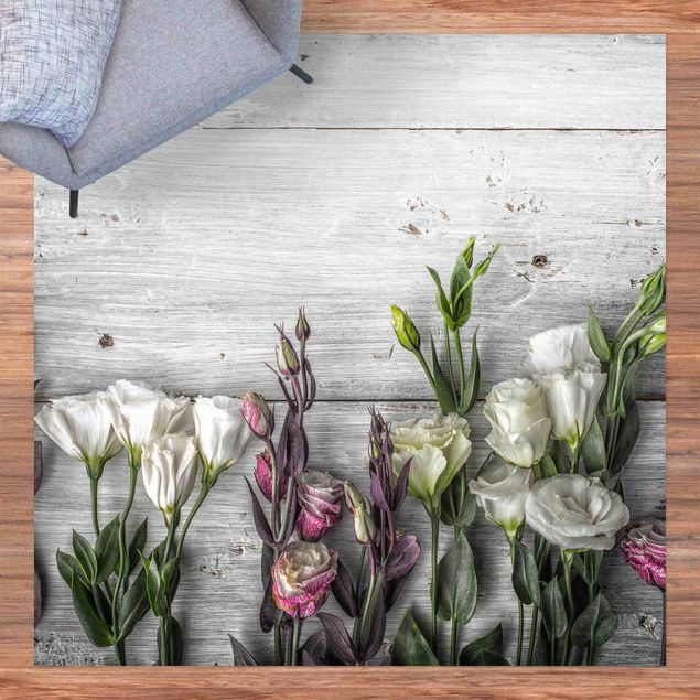 balkongmattor Tulip-Rose Shabby Wood Look