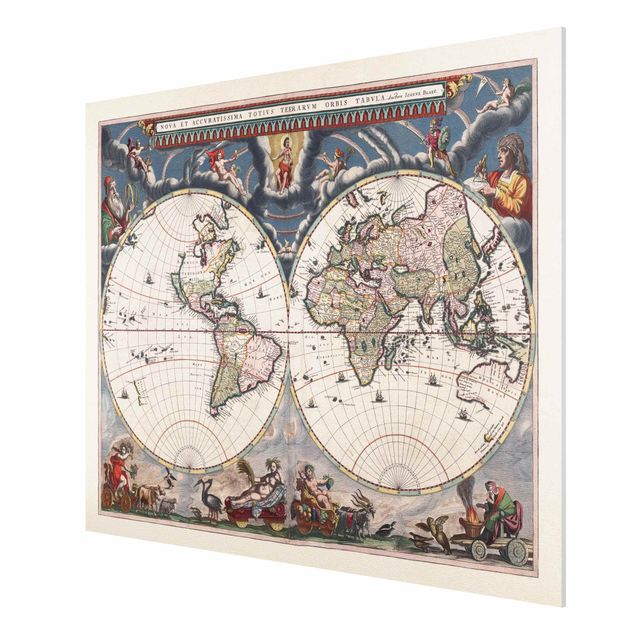 Tavlor retro Historic World Map Nova Et Accuratissima Of 1664