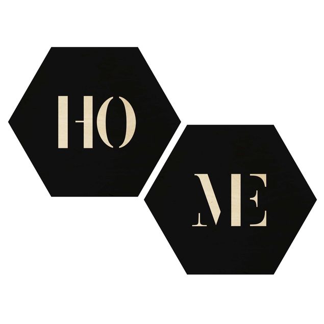 Hexagonala tavlor Letters HOME White Set I
