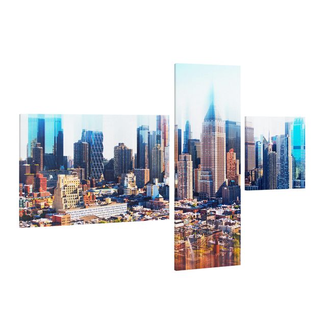 Canvastavlor bergen Manhattan Skyline Urban Stretch