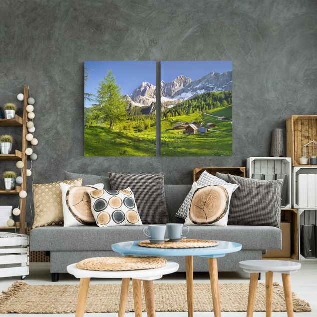 Canvastavlor bergen Styria Alpine Meadow