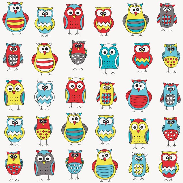 Möbelfolier Kids Pattern With Various Owls