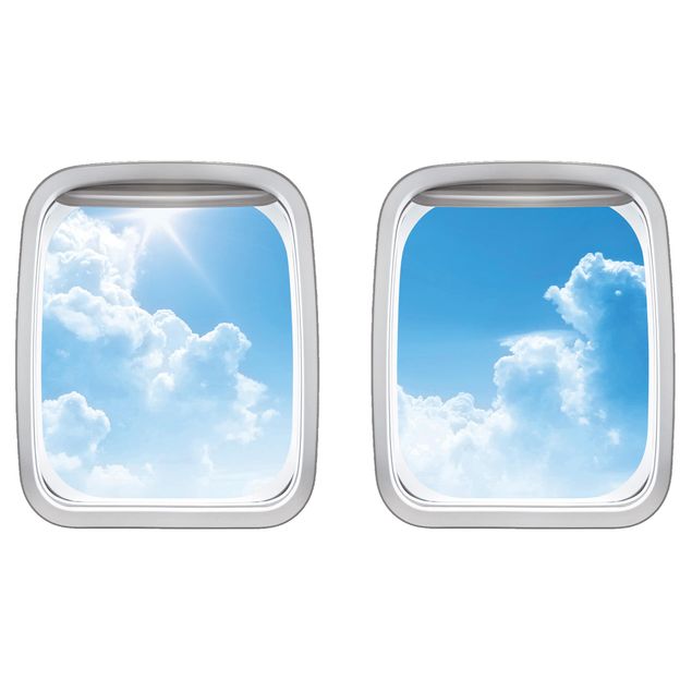 Wallstickers 3D Aircraft Window Above Sea Level