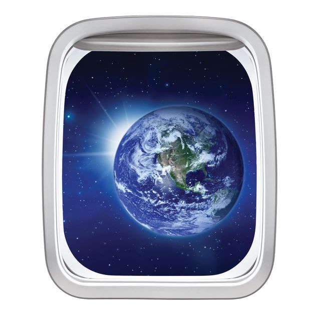 Wallstickers 3D Aircraft Window Earth In Space
