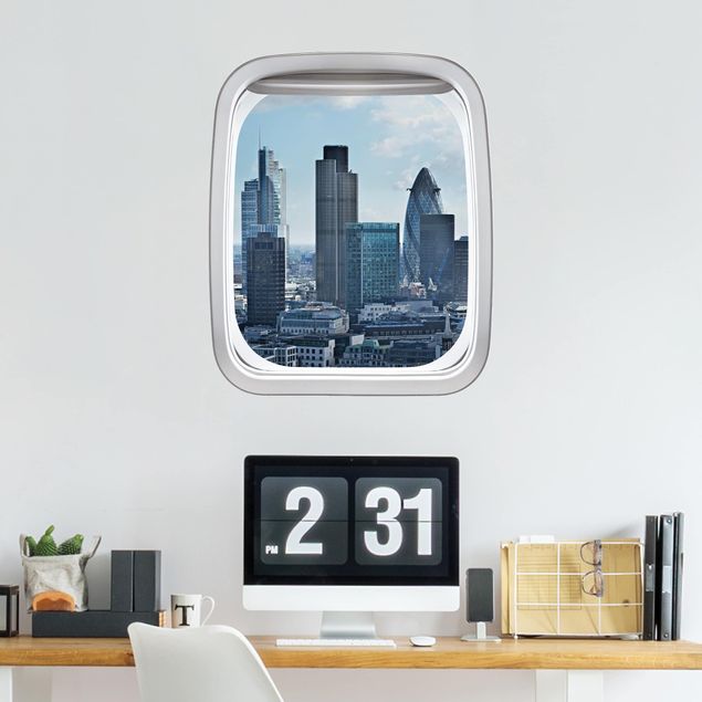 Autocolantes de parede metrópoles Aircraft Window London Skyline
