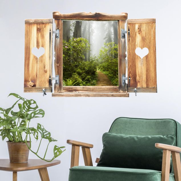 Kök dekoration Misty Window With Heart Forest Path