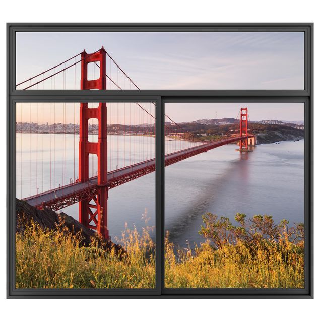 Kök dekoration Window Black Golden Gate Bridge  In San Francisco