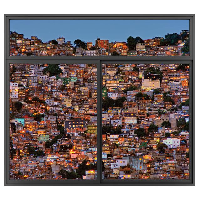 Kök dekoration Window Black Rio De Janeiro Favela  Sunset