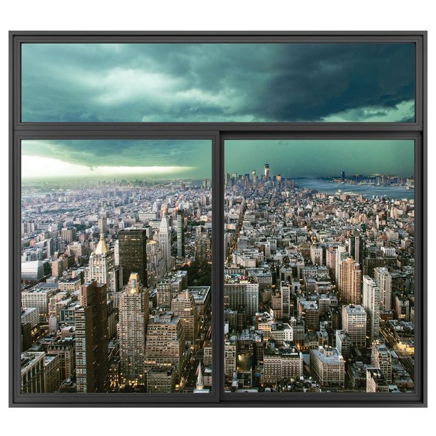 Kök dekoration Window Black  Skyline New York In The Storm