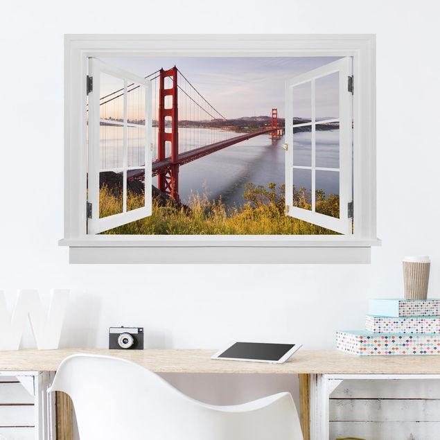 Wallstickers storstäder Open Window Golden Gate Bridge In San Francisco