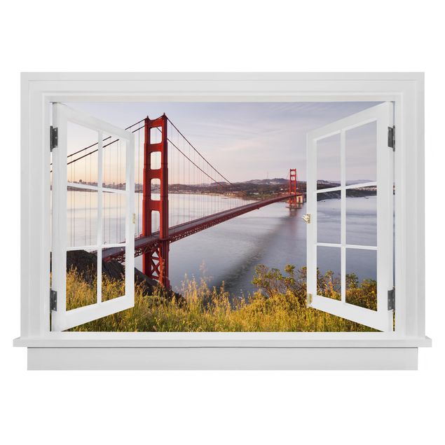 Kök dekoration Open Window Golden Gate Bridge In San Francisco