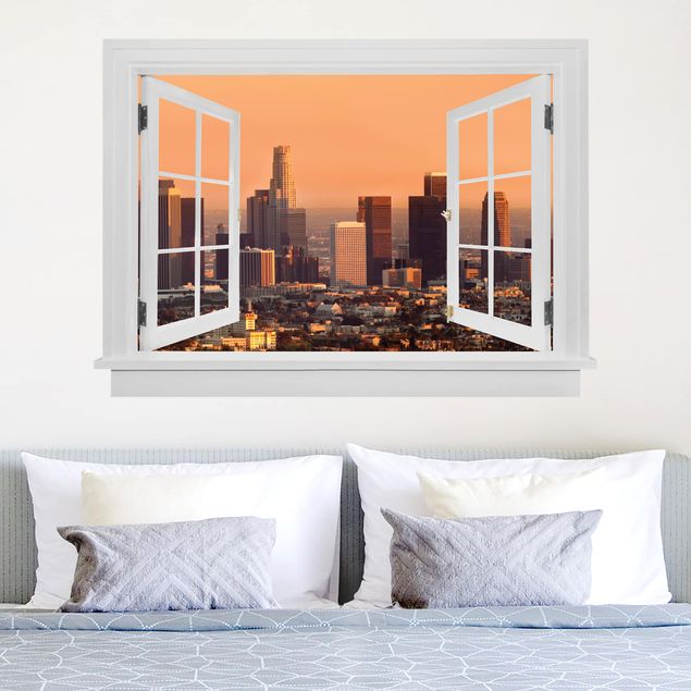 Autocolantes de parede metrópoles Open Window Skyline Of Los Angeles
