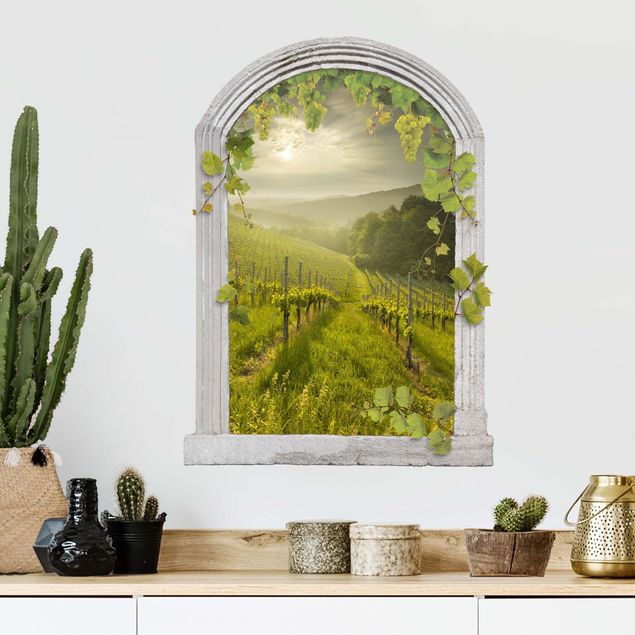 Wallstickers tendrils Stone Arch Sun Rays Vineyard With Vines