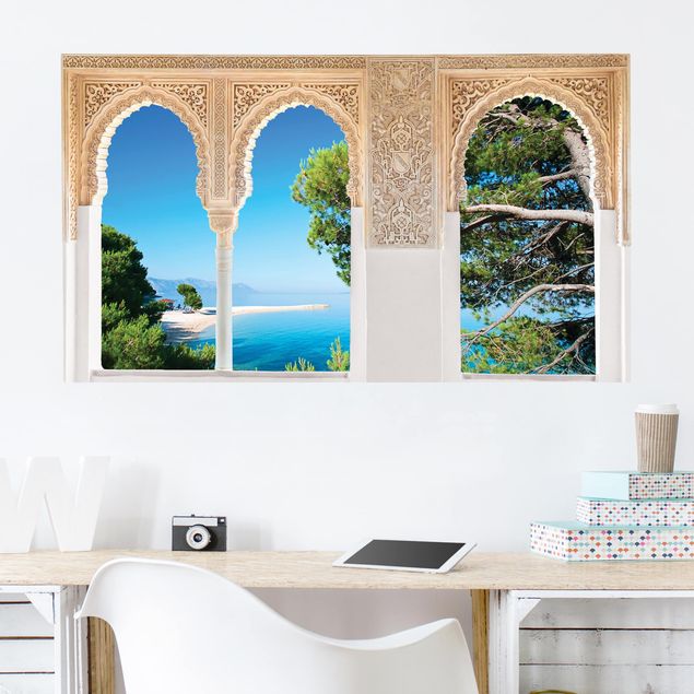 Autocolantes de parede imitação de pedra Decorated Window Hidden Paradise
