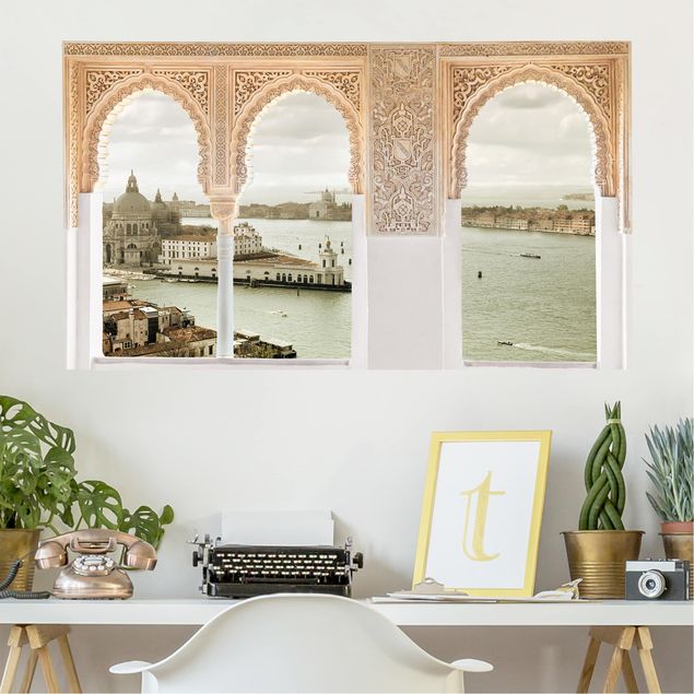 Wallstickers storstäder Decorated Window Venice Lagoon