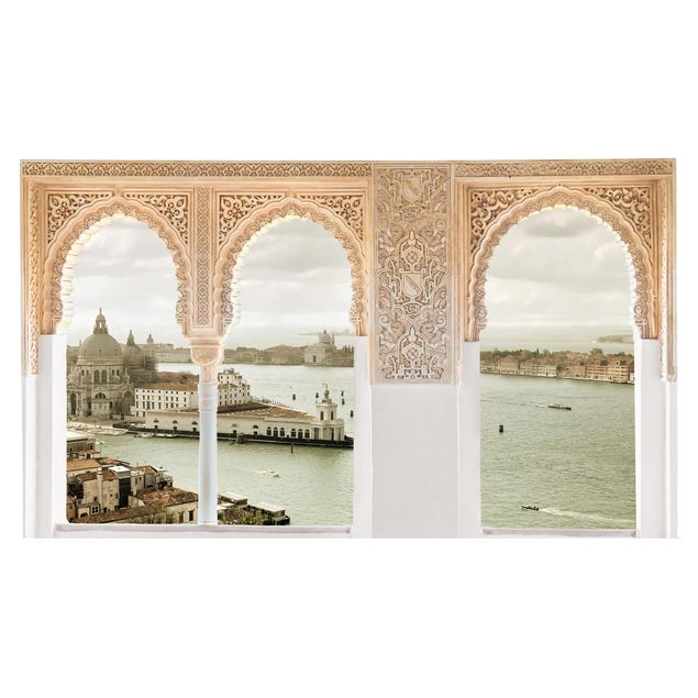 Wallstickers sten utseende Decorated Window Venice Lagoon