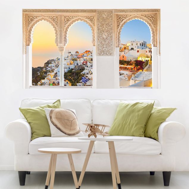 Autocolantes de parede com nomes de cidades Decorated Window Bright Santorini