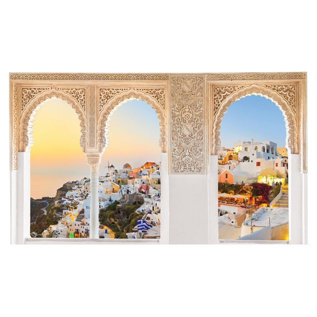 Autocolantes de parede imitação de pedra Decorated Window Bright Santorini