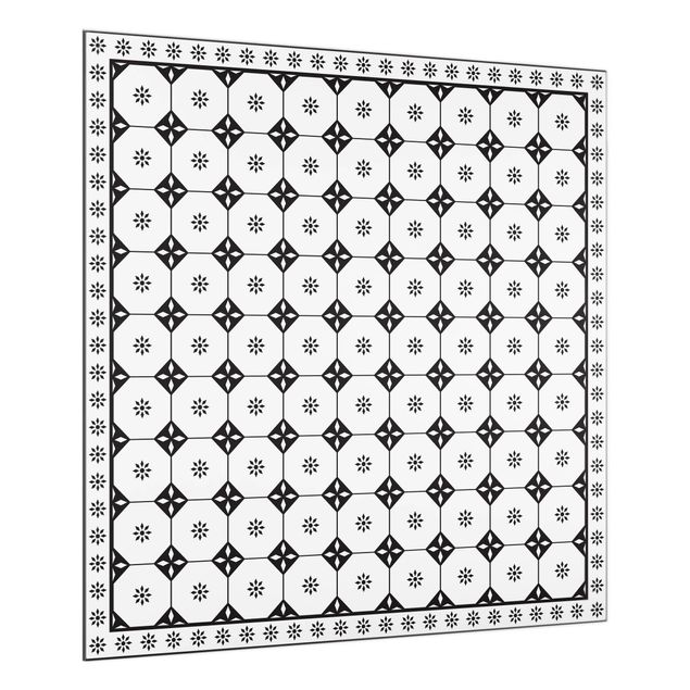 glasskiva kök Geometrical Tiles Cottage Black And White With Border