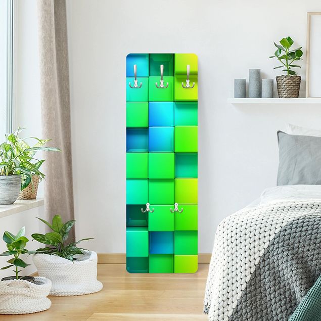 Klädhängare vägg mönster 3D Cubes