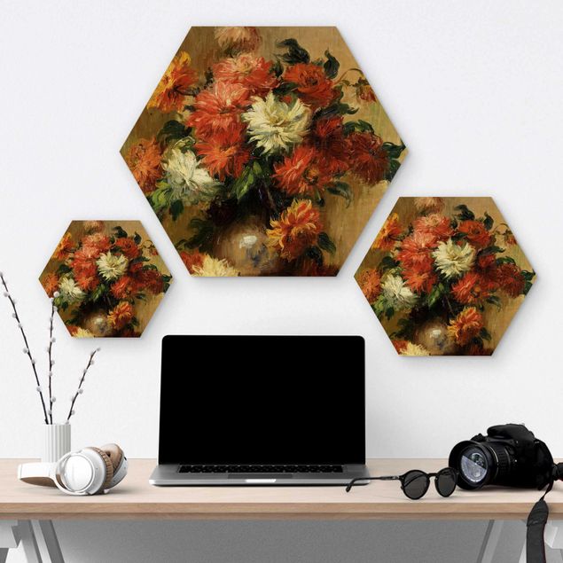 Hexagonala tavlor Auguste Renoir - Still Life with Dahlias