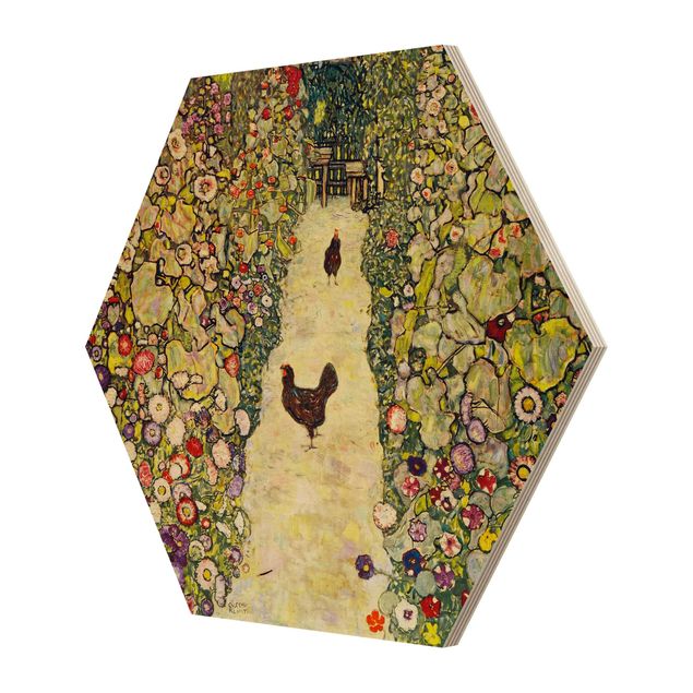 Tavlor Gustav Klimt Gustav Klimt - Garden Path with Hens