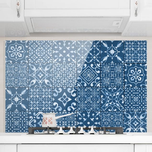 Kök dekoration Pattern Tiles Navy White