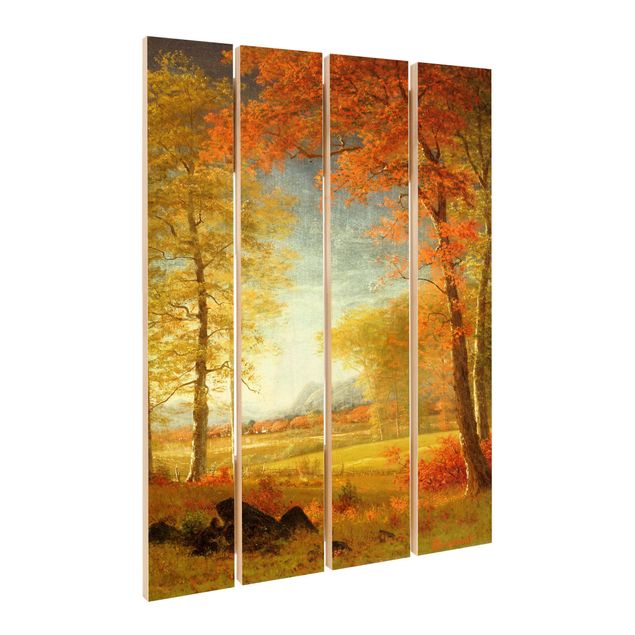 Trätavlor landskap Albert Bierstadt - Autumn In Oneida County, New York