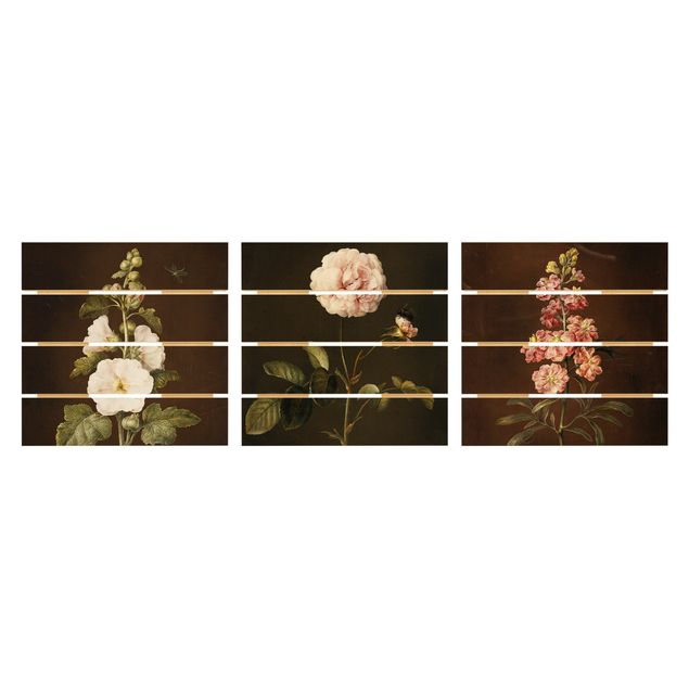 Trätavlor blommor  Barbara Regina Dietzsch - Roses And Levkkoje