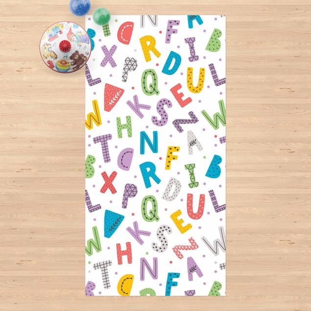 utomhusmatta Alphabet With Hearts And Dots In Colourful