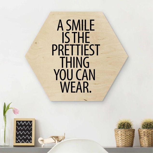 Trätavlor ordspråk A Smile Is The Prettiest Thing Sans Serif