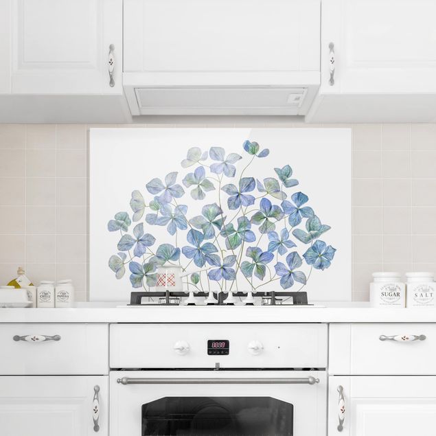 Stänkskydd kök glas blommor  Blue Hydrangea Flowers