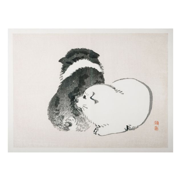 Tavlor hundar Asian Vintage Drawing Black And White Pooch