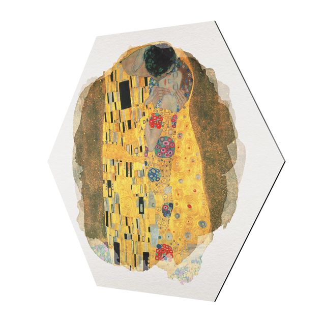 Tavlor porträtt WaterColours - Gustav Klimt - The Kiss
