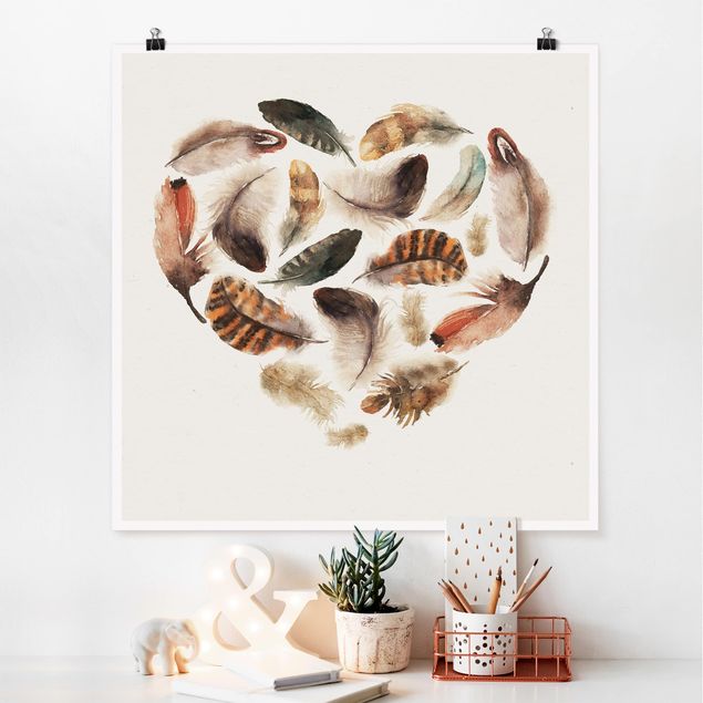 Posters vintage Heart Of Feathers