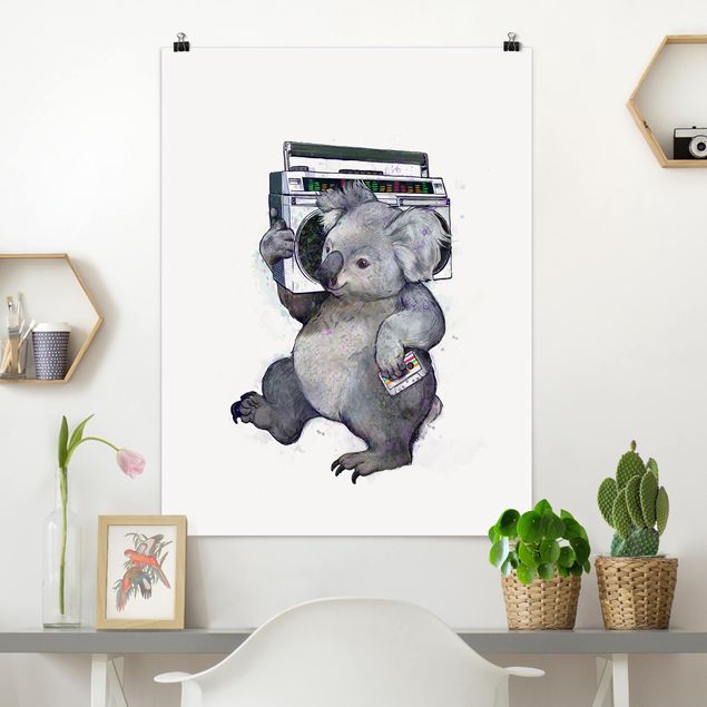 Kök dekoration Illustration Koala With Radio Painting